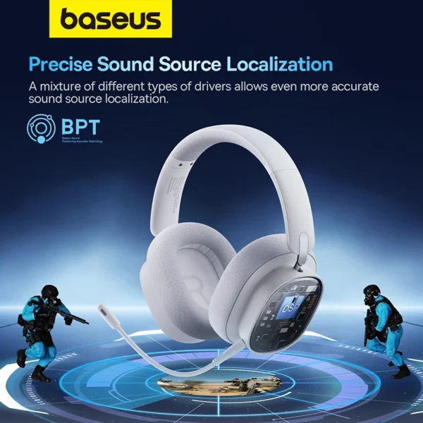 ⁦אוזניות גיימינג אלחוטיות דגם Baseus AeQur GH02 לבן⁩ – תמונה ⁦3⁩