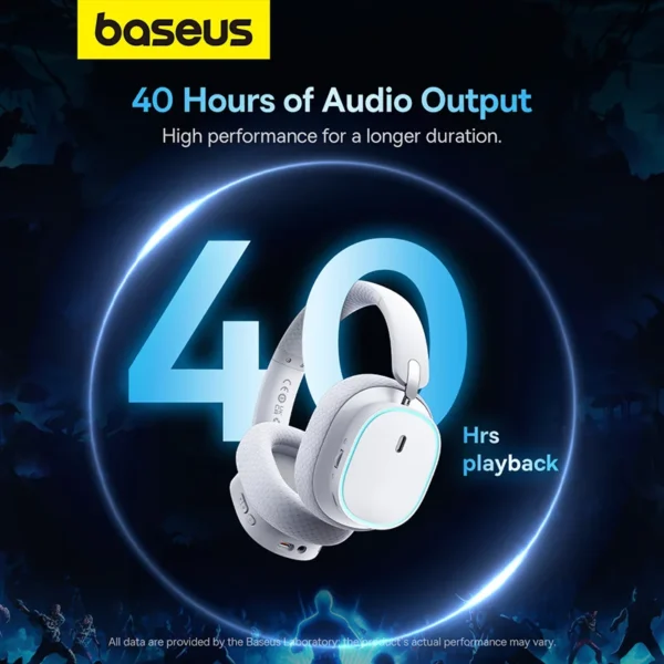 ⁦אוזניות גיימינג אלחוטיות דגם Baseus AeQur GH02 לבן⁩ – תמונה ⁦4⁩