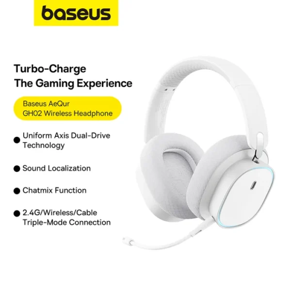 ⁦אוזניות גיימינג אלחוטיות דגם Baseus AeQur GH02 לבן⁩ – תמונה ⁦2⁩